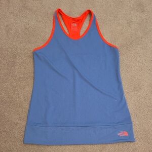 The North Face Orange and Blue Sleeveless Fitted Tank